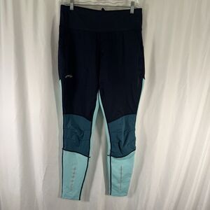 Craft Ventair Wind Pants Women's Large Blue Green Tights Pull On Zip Pocket